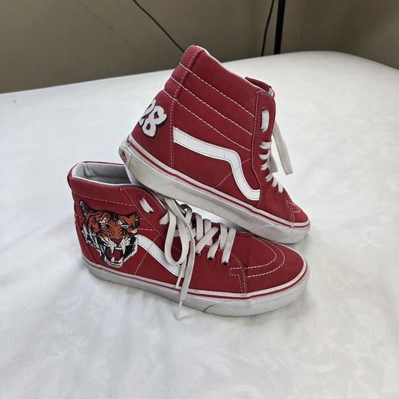 Vans Sk8-Hi Red Tiger Custom Hand Painted High Top Sneakers Size US 6.5/Women 8 - Picture 13 of 13